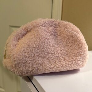 NEW SpaceNK Pink Fleece Beauty/Makeup Zip Bag